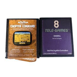 Vintage Atari 2600 Games 2 Games 8 Tele-Games Baseball & Chopper Command